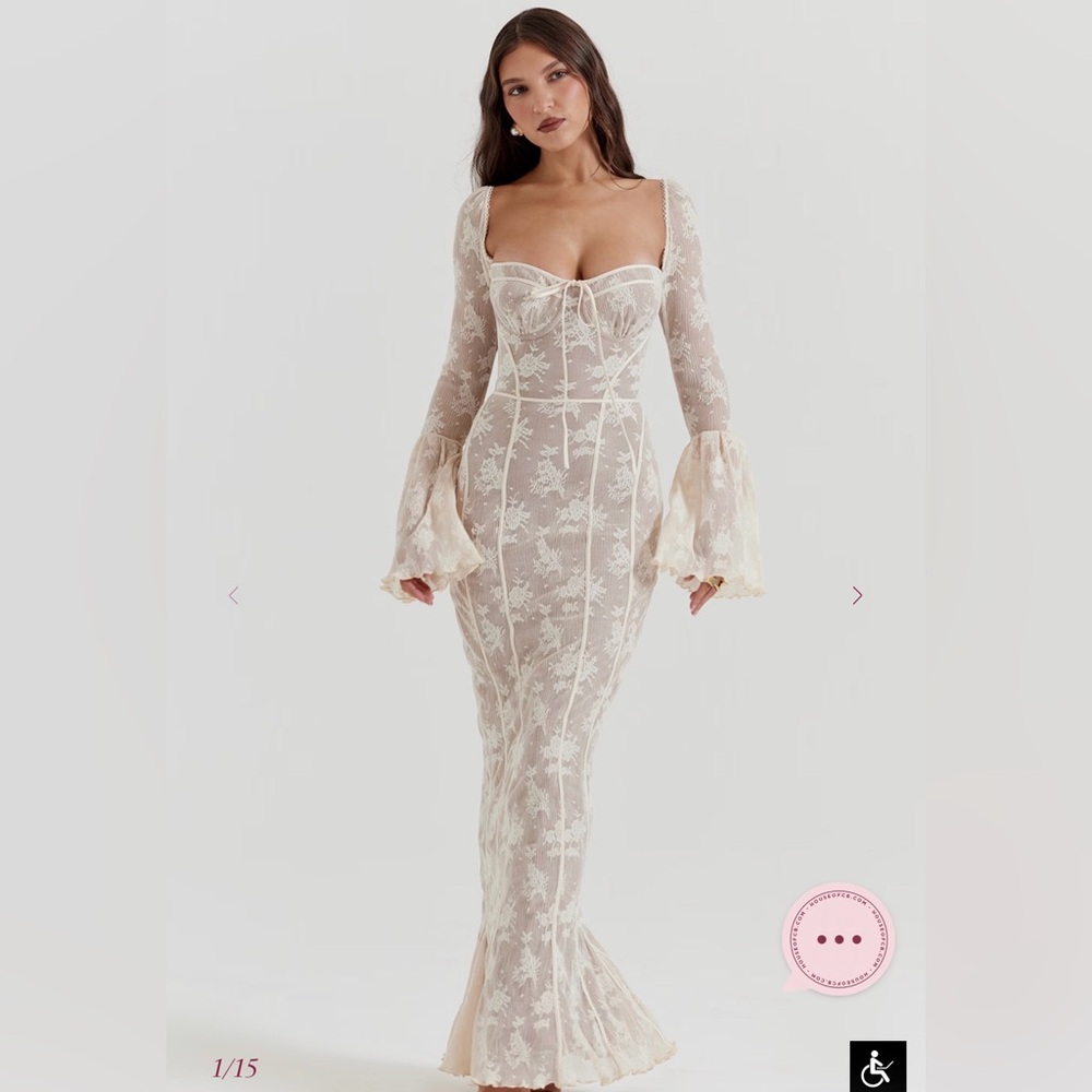 House of CB Delilah Vintage Cream Lace maxi